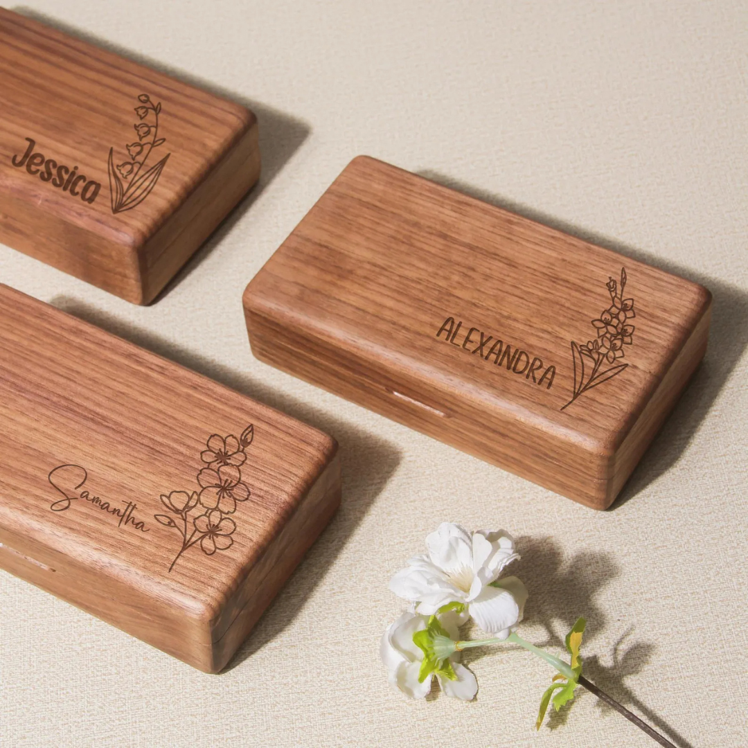 Engraved Name Wooden Jewelry Box